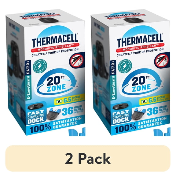 (2 pack) Thermacell E-ZoneGuard Patio + Rechargeable Mosquito Repeller + Fast Charging Dock with 36-Hr Refill and 6.5-Hr Battery