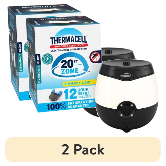 (2 pack) Thermacell E-ZoneGuard Glow Rechargeable Mosquito Repeller + Lantern with 12-Hr Refill and 9-Hr Battery