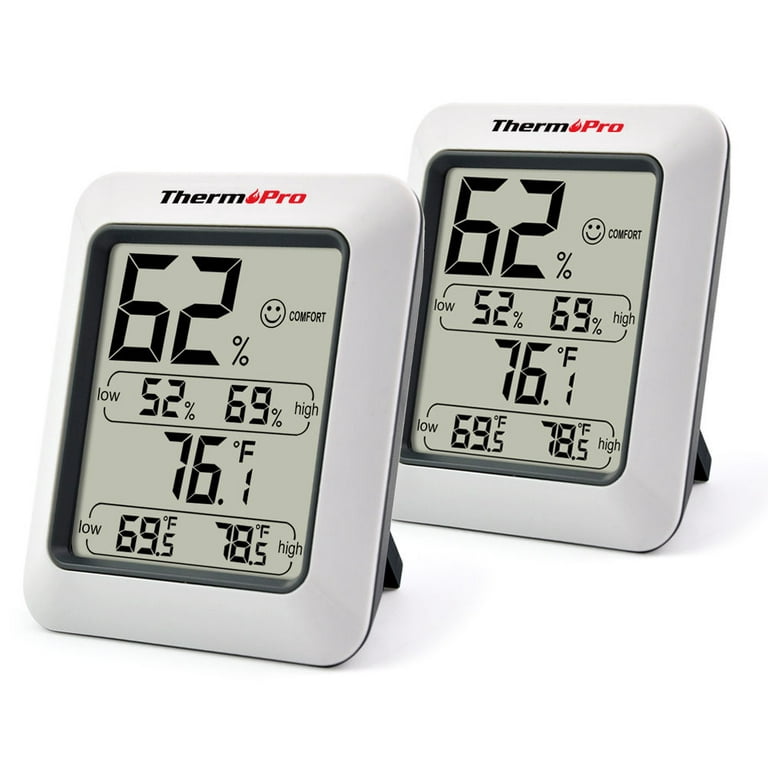 2 pack, ThermoPro TP50 Indoor thermometer Humidity Monitor Weather Station  with Temperature Gauge Humidity Meter Hygrometer 