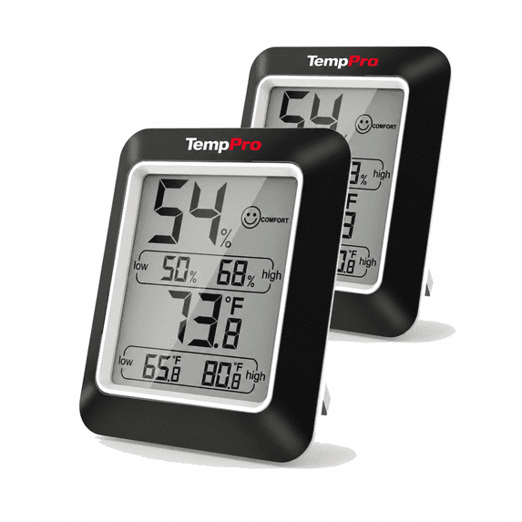 (2 pack) TempPro TP50W Digital Hygrometer Indoor Thermometer Room Thermometer and Humidity Gauge (Formerly ThermoPro)