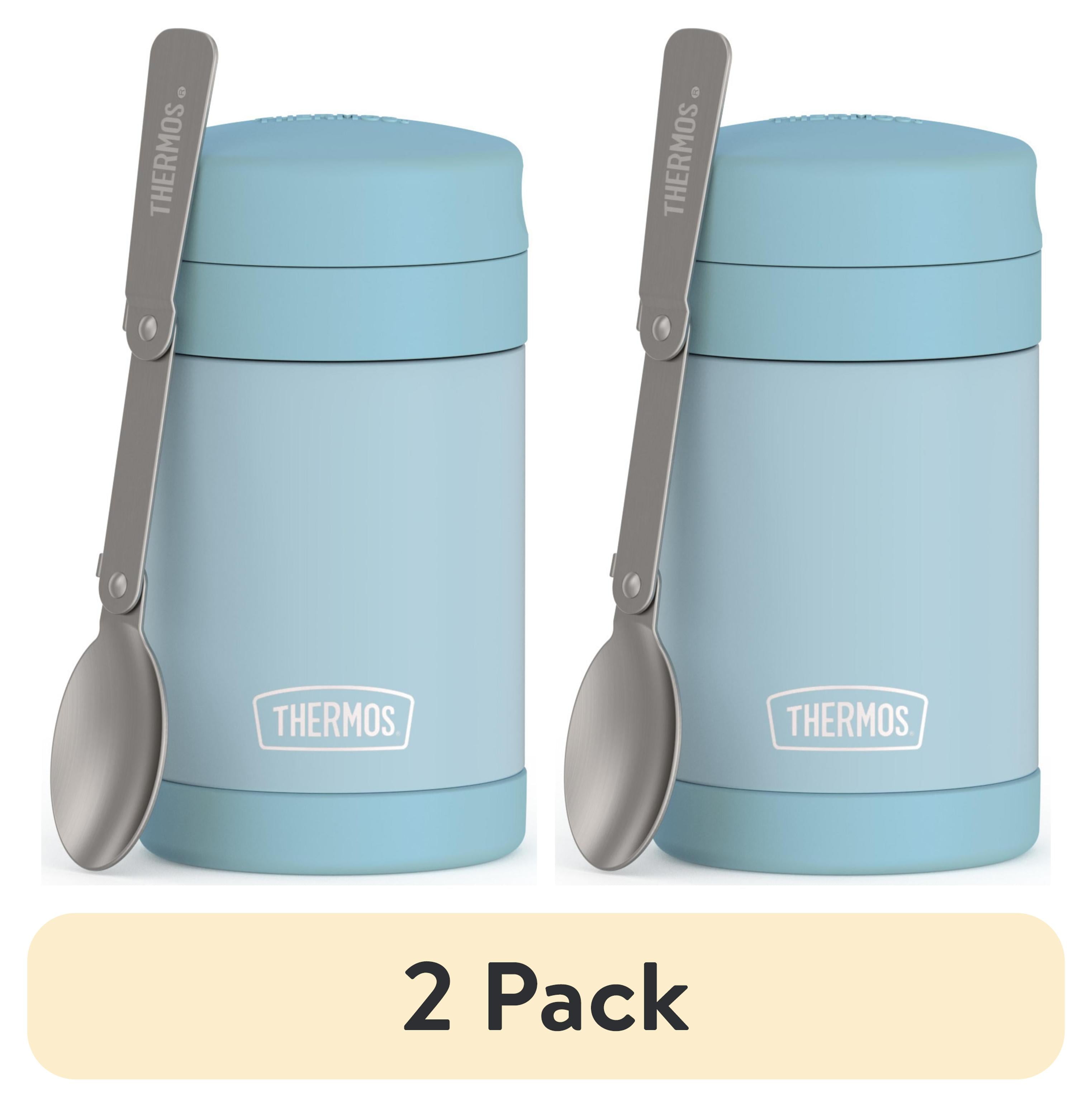 (2 pack) Thermos Vaccum Insulated Stainless Steel Food Jar with Spoon, 16oz, Glacier Blue, Ideal Use for Workday Meals and Travel, Made for Portable Food Storage, Dishwasher Safe, For Hot and Cold Food