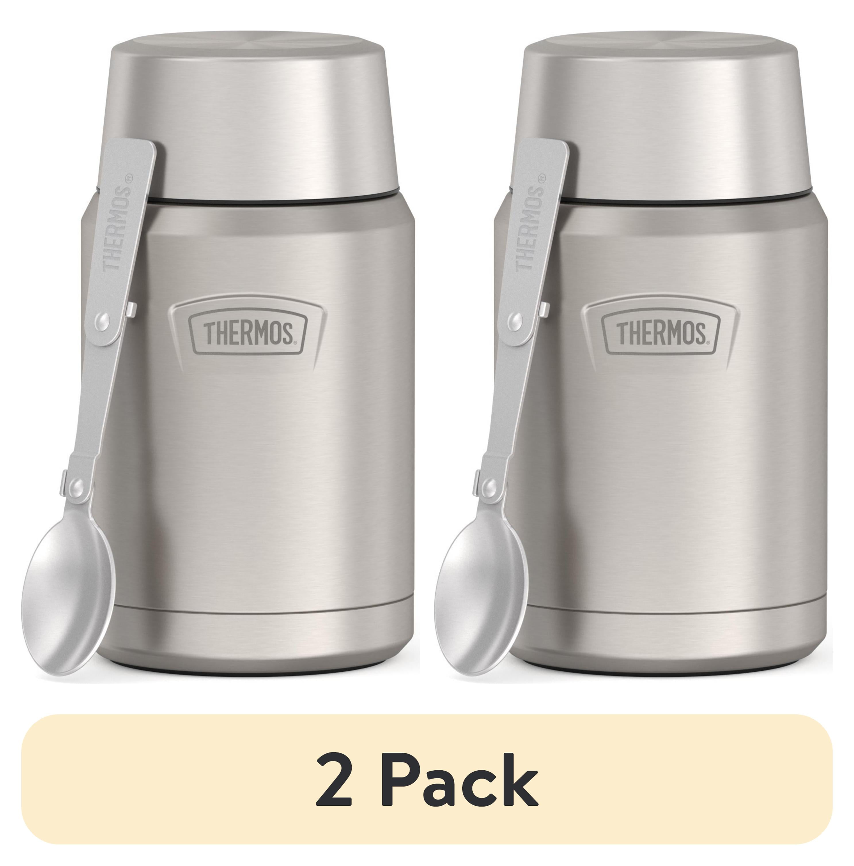 (2 pack) Thermos Vacuum Insulated Food Jar w/ Folding Spoon, 24oz, Matte Stainless - Walmart.com