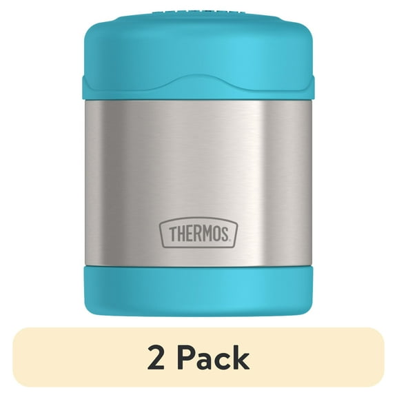 (2 pack) Thermos Vacuum Insulated Stainless Steel Food Jar, 10oz, Teal