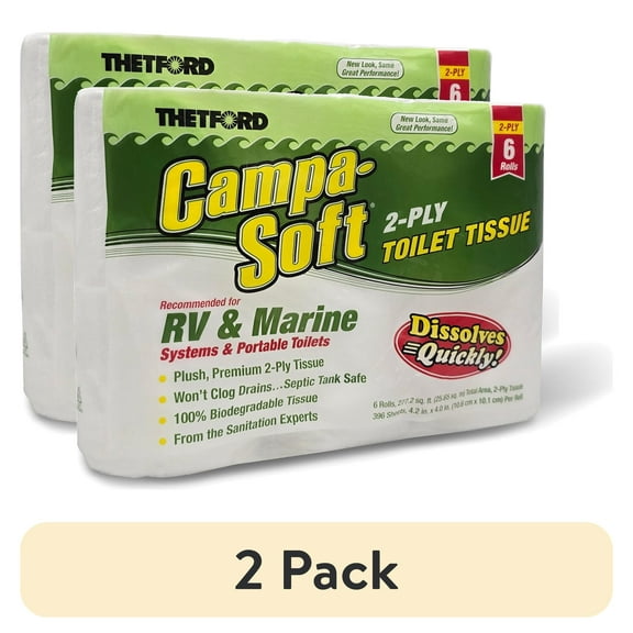 (2 pack) Thetford Campa-Soft RV & Marine Toilet Paper, 6 Rolls, 96005