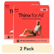 2 pack Thinx for All Period Underwear for Women, Super Absorbency, Black, S-XL