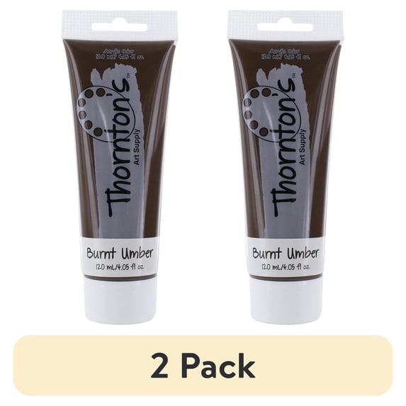 (2 pack) Thornton's Art Supply Acrylic Paint Tube, 120ml (4.0oz), Burnt Umber