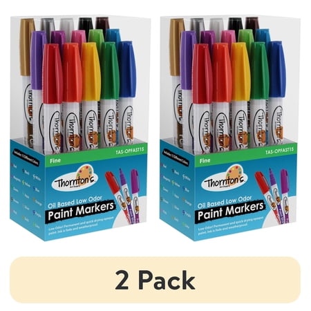 (2 pack) Thornton's Art Supply Oil-Based Paint Marker, Assorted Colors, Set of 15, Choice of Size