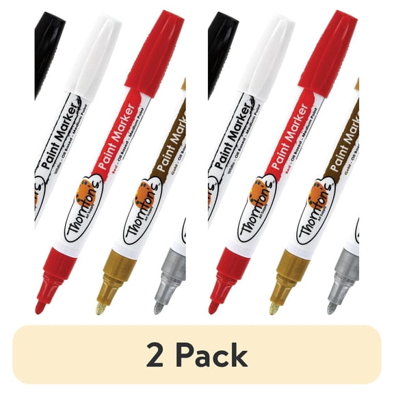 (2 pack) Thornton's Art Supply Oil-Based Paint Markers, Medium Point, Assorted with Metallics, Set of 5