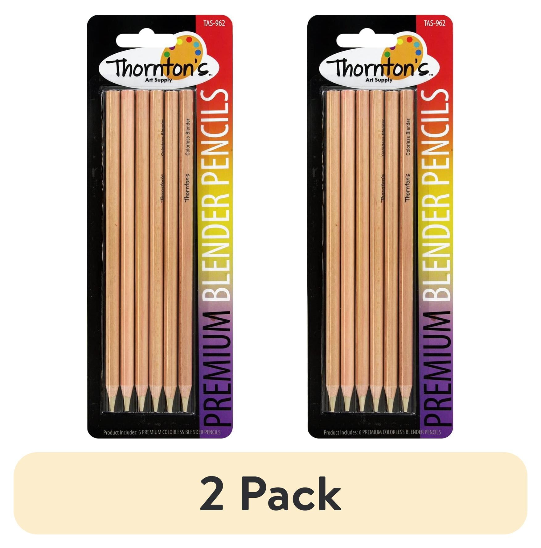 (2 pack) Thornton's Art Supply Premium Colorless Blender Pencil 12 Count Wax Based for Drawing Sketching Blending Shading Softening Artwork