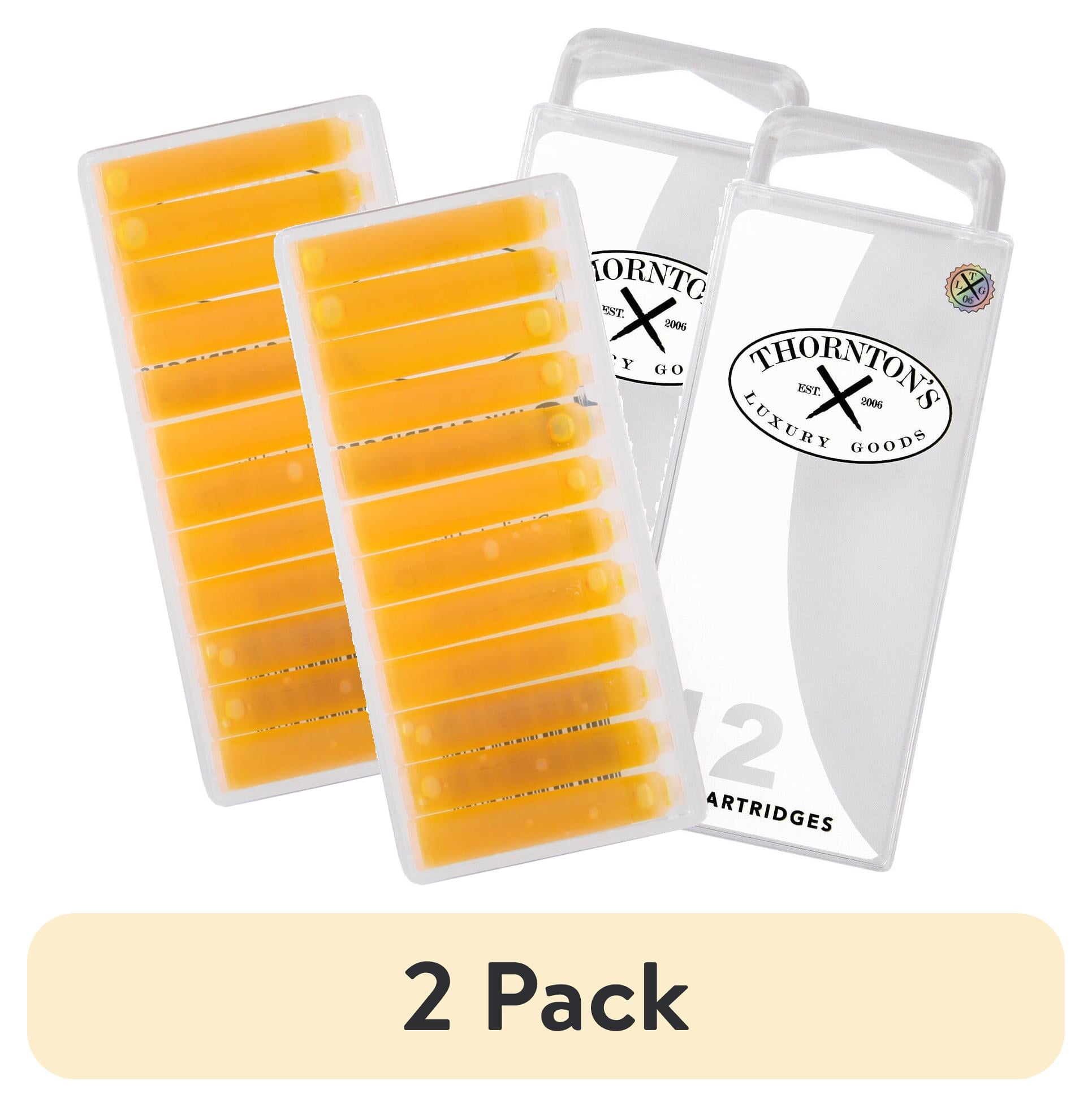 (2 pack) Thornton's Luxury Goods Short Standard International Fountain Pen Ink Cartridges Illuminating Yellow Ink Pack of 12 Refills for Classic Calligraphy Pens Compatible With All Brand Neutral PH
