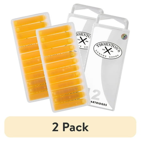 (2 pack) Thornton's Luxury Goods Short Standard International Fountain Pen Ink Cartridges Illuminating Yellow Ink Pack of 12 Refills for Classic Calligraphy Pens Compatible With All Brand Neutral PH