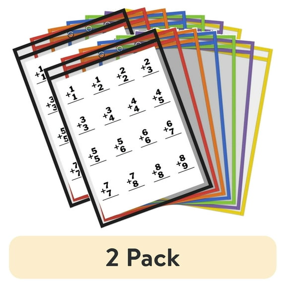 (2 pack) Thornton's Office Supplies Reusable Dry Erase Pockets, 9 x 12 Inches, Choice of Quantity