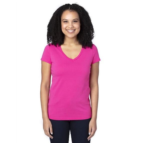 Thread Fast Apparel (2 pack) Threadfast Apparel Women's Ultimate V-Neck T-Shirt - HOT PINK ...
