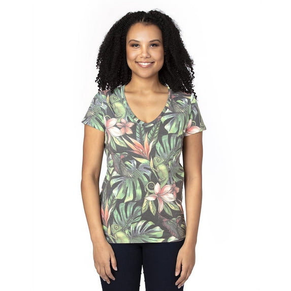 Thread Fast Apparel (2 pack) Threadfast Apparel Women's Ultimate V-Neck T-Shirt - TROPICAL ...