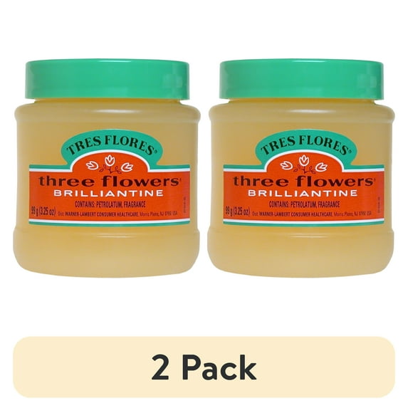 (2 pack) Three Flowers Brilliantine, Men Hair Pomade, All Hair Types, 3.25 oz