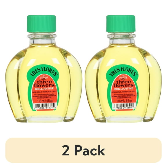 (2 pack) Three Flowers Brilliantine, Men Styling Liquid Oil for All Hair Types, 4 fl oz