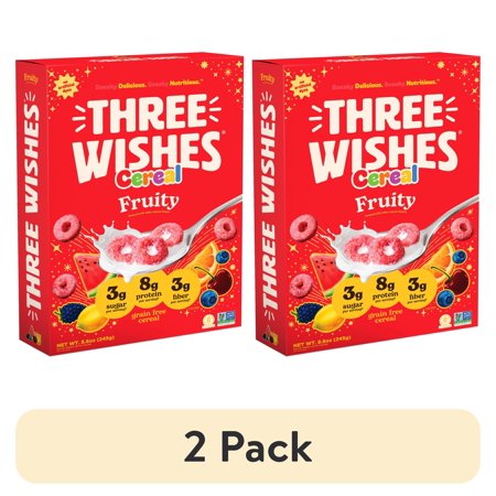 (2 pack) Three Wishes Grain Free Cereal, Fruity, Gluten-Free