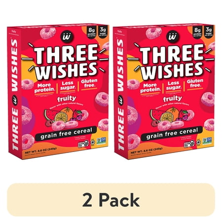 (2 pack) Three Wishes Grain Free Cereal, Fruity, Gluten-Free