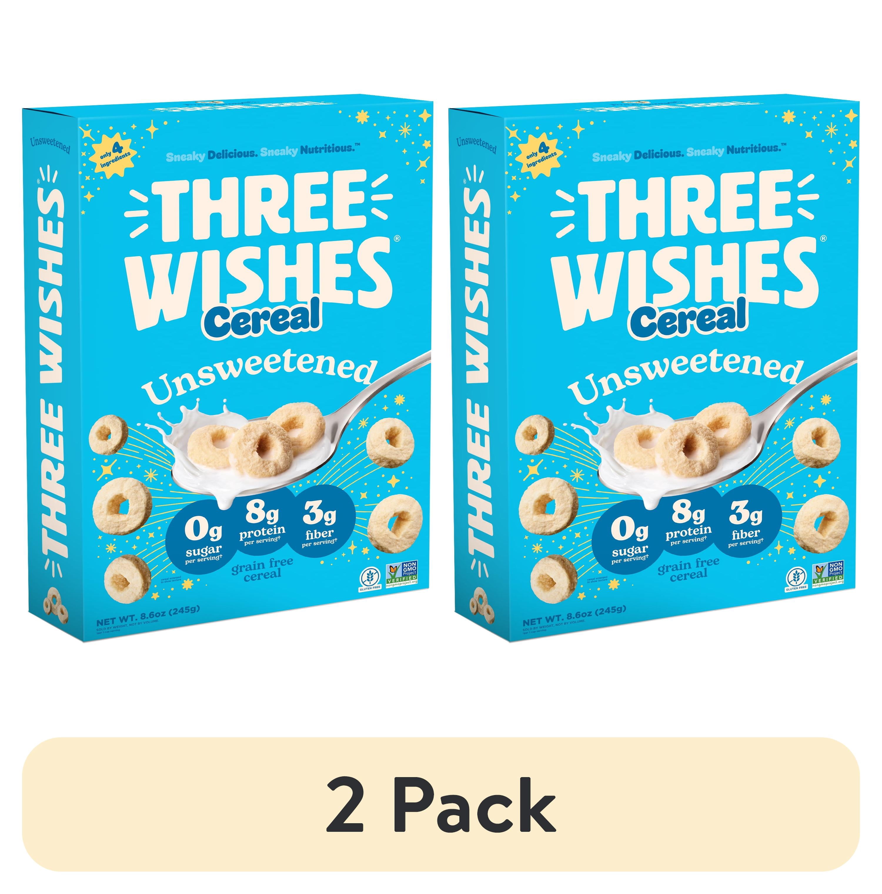 (2 pack) Three Wishes Unsweetened, Grain Free Cereal, 8.6 oz