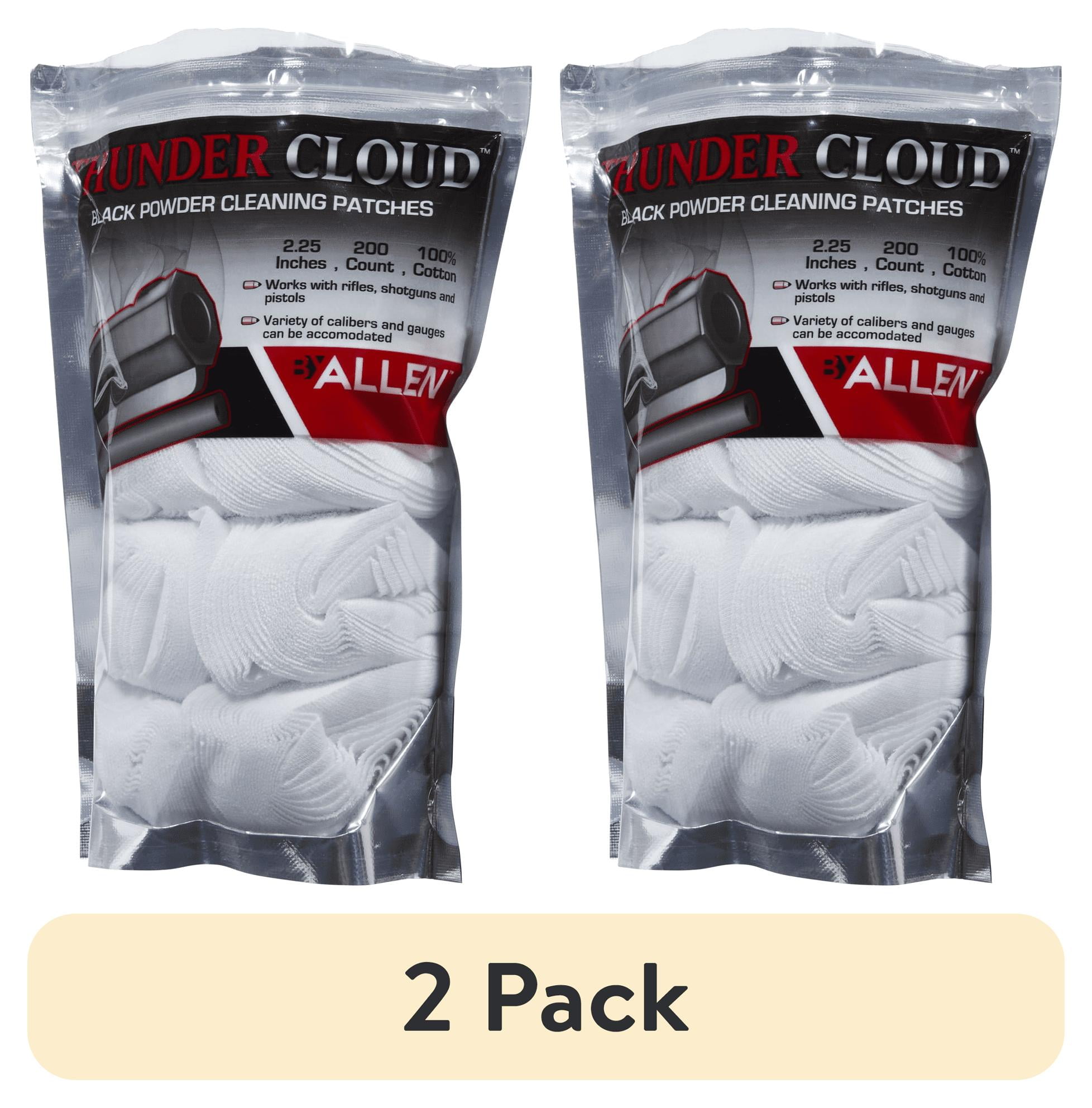 (2 pack) Thunder Cloud 2.25" Round Cotton Black Powder Rifle Cleaning Patches, 200 Ct, White, 87125A, .50 BMG
