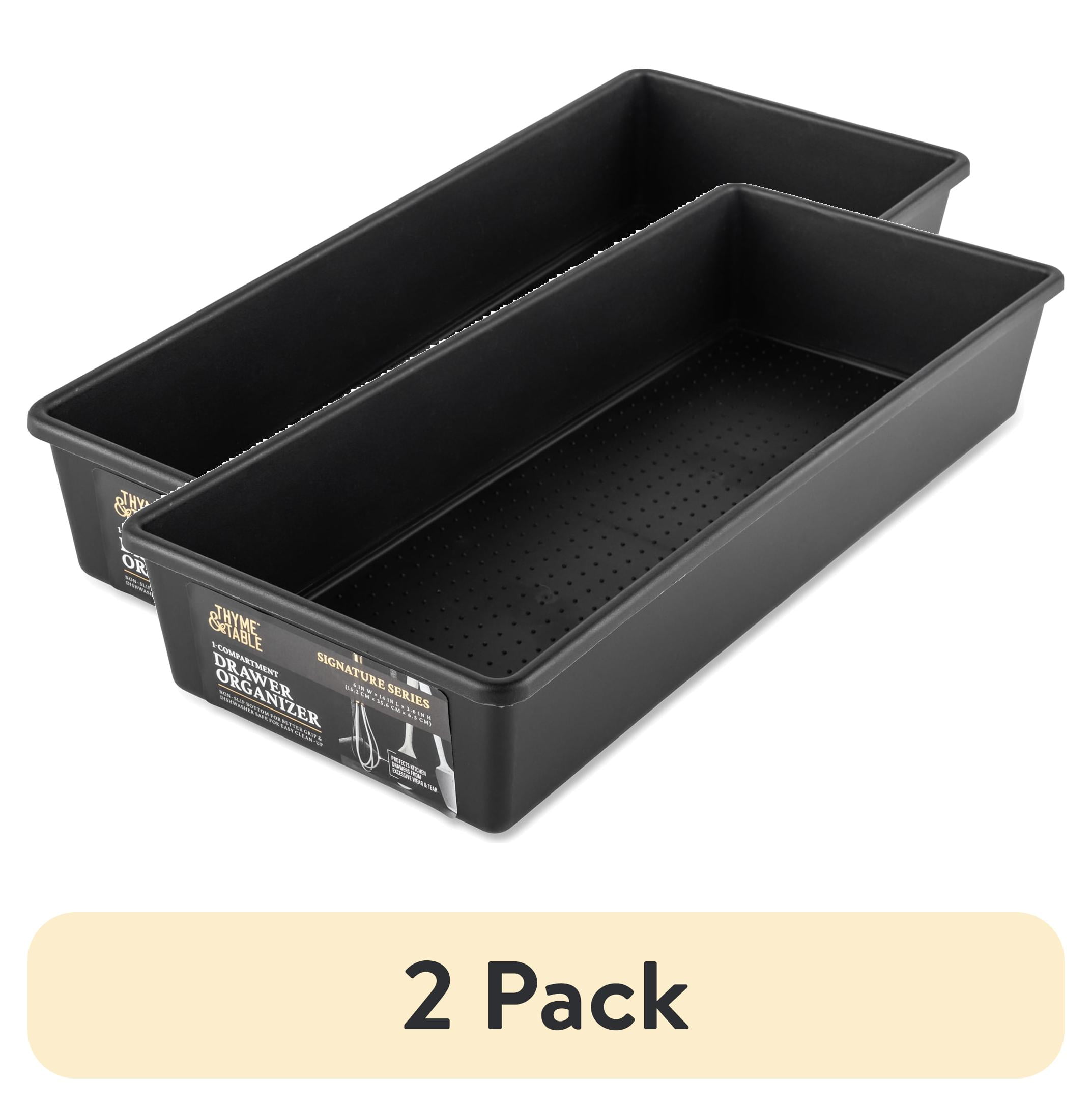 (2 pack) Thyme & Table 1 Compartment Utensil Organizer, Stainless Steel Kitchen Utensil Organizer for Countertop Storage