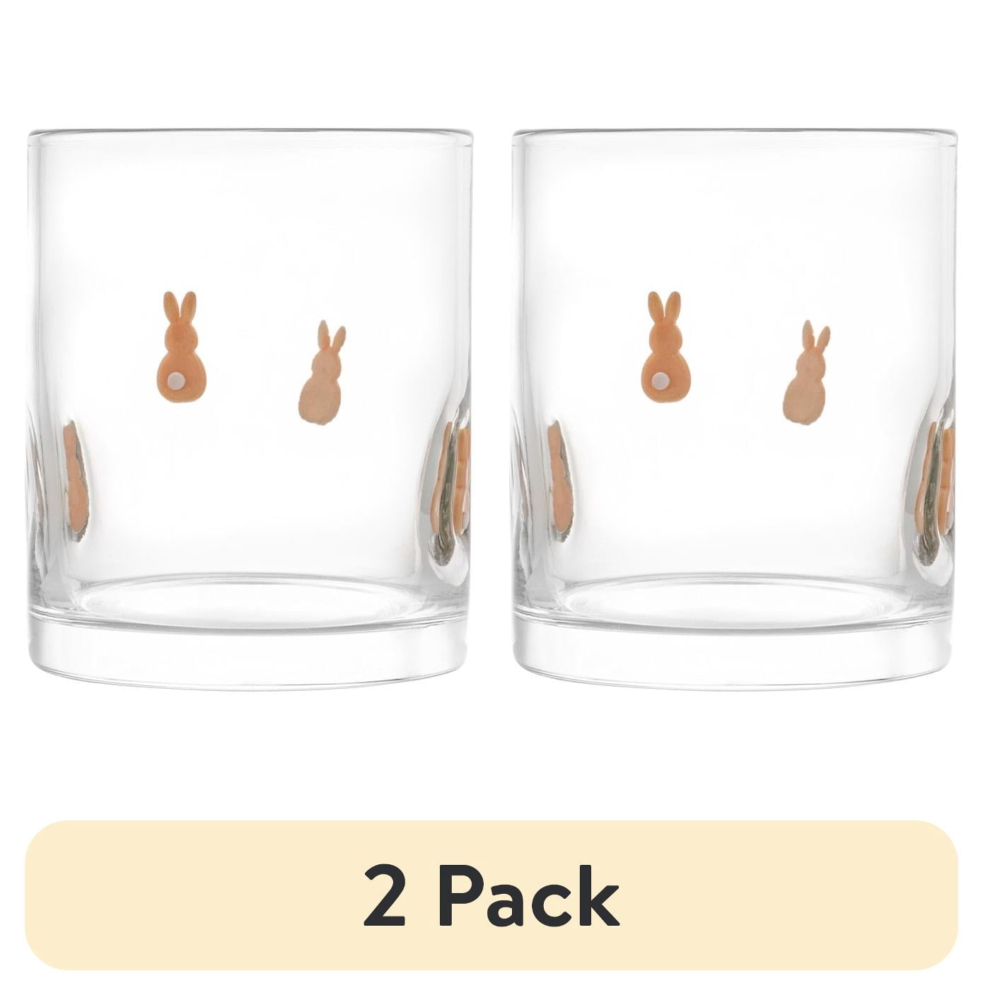 (2 pack) Thyme & Table 12 fl oz Easter Bunny Charm Drinking Glasses, Set of 2