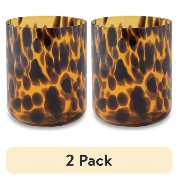 (2 pack) Thyme & Table 12 fl oz Brown Tortoise Drinking Glass