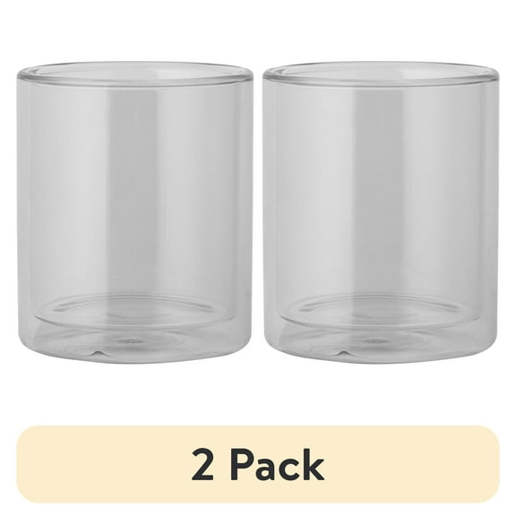 (2 pack) Thyme & Table 13 fl oz Clear Double Wall Drinking Glass