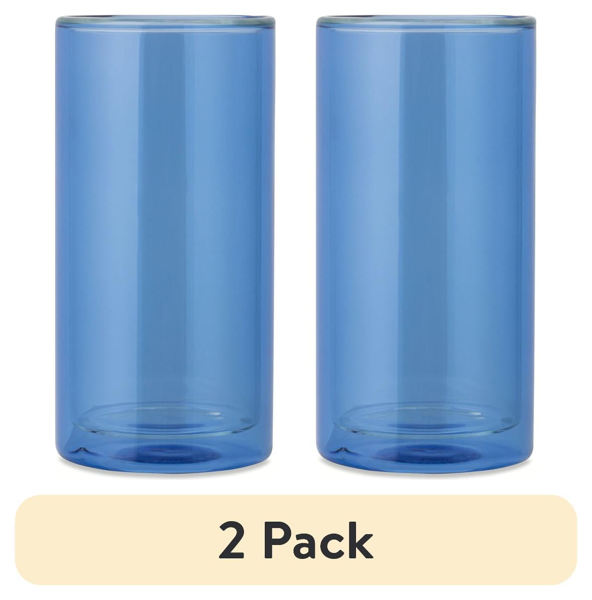 (2 pack) Thyme & Table 16 fl oz Blue Double Wall Drinking Glass