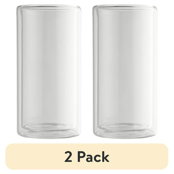 (2 pack) Thyme & Table 16 fl oz Clear Double Wall Drinking Glass