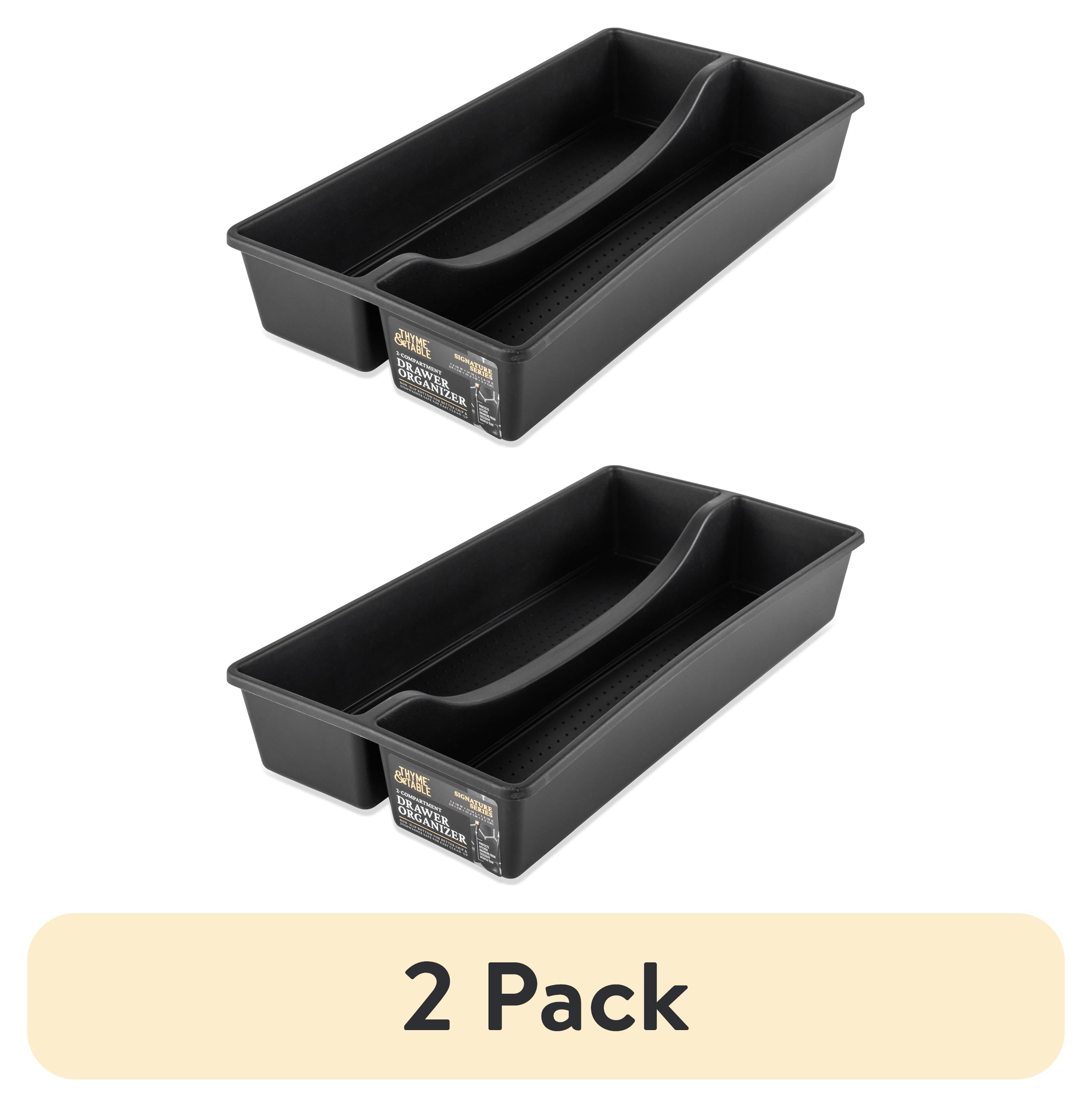 (2 pack) Thyme & Table Black Gold Speckle Utensil Drawer Organizer, 2 Compartments