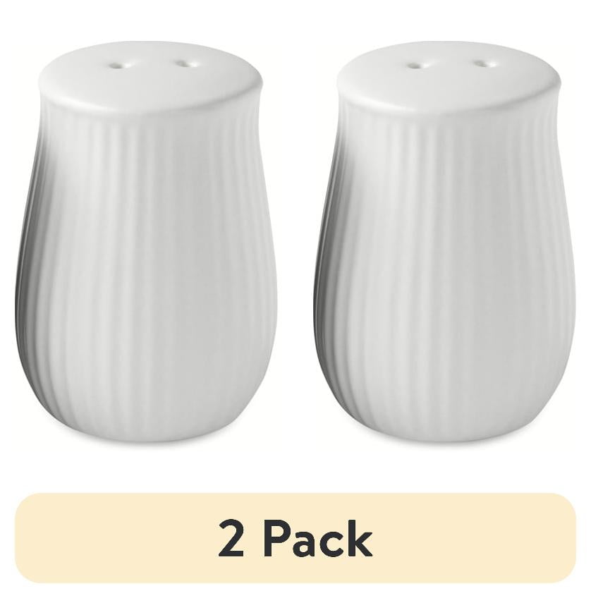 Black and White Ribbed Ceramic Salt and Pepper Shakers Set