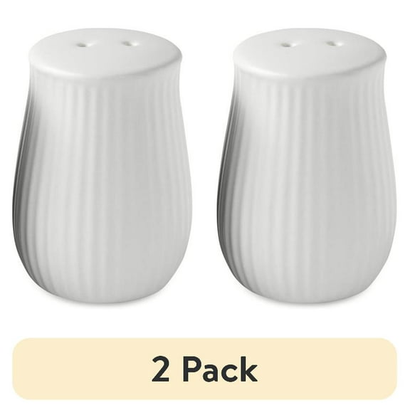 (2 pack) Thyme & Table 2 Piece Ceramic Salt and Pepper Shakers, Black