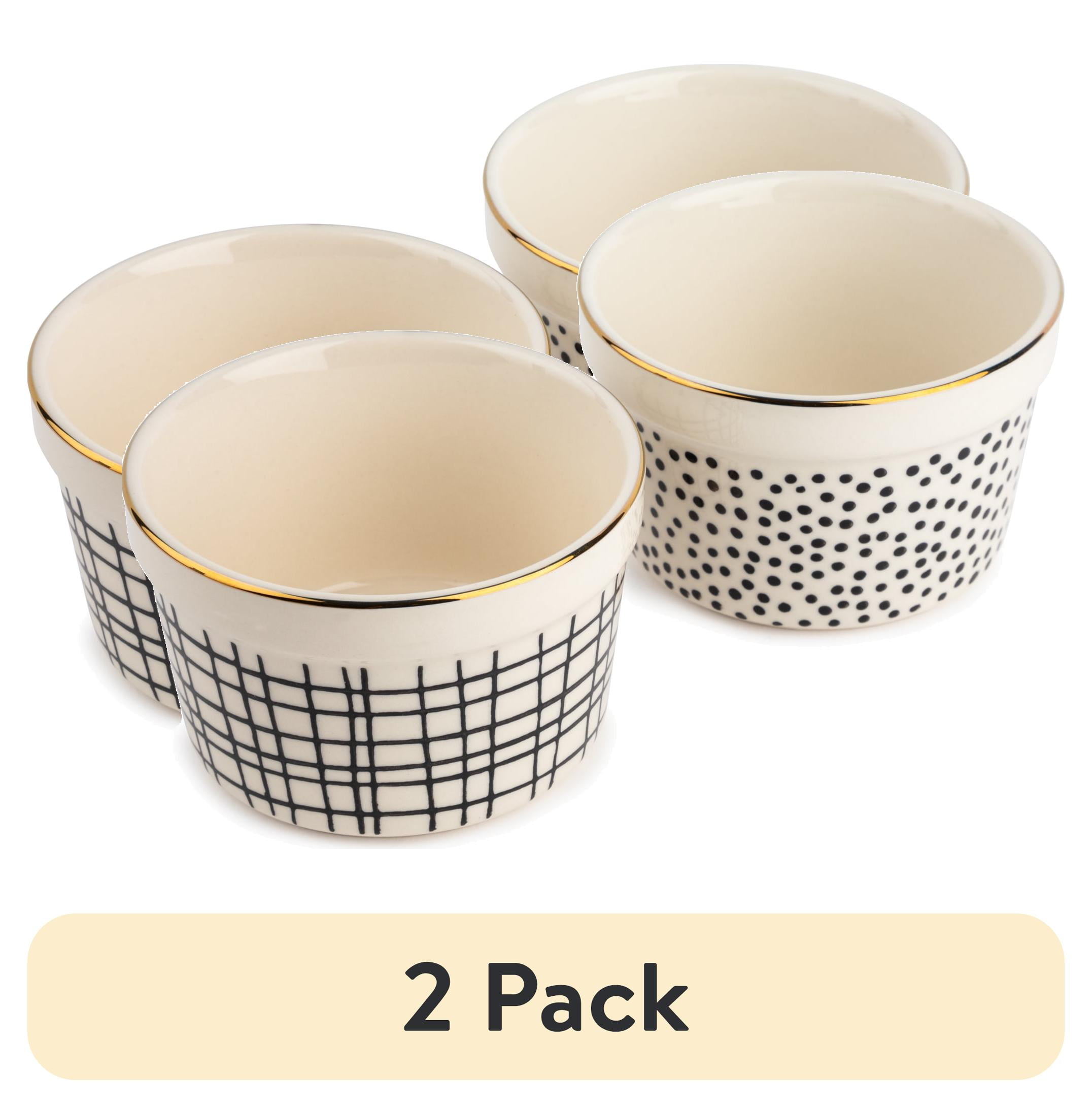 (2 pack) Thyme & Table 2-Piece Ramekin Set - Black & White Dot