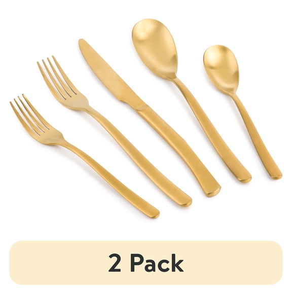 (2 pack) Thyme & Table Royal 20-Piece Gold Stainless Steel Flatware Set, Service for 4