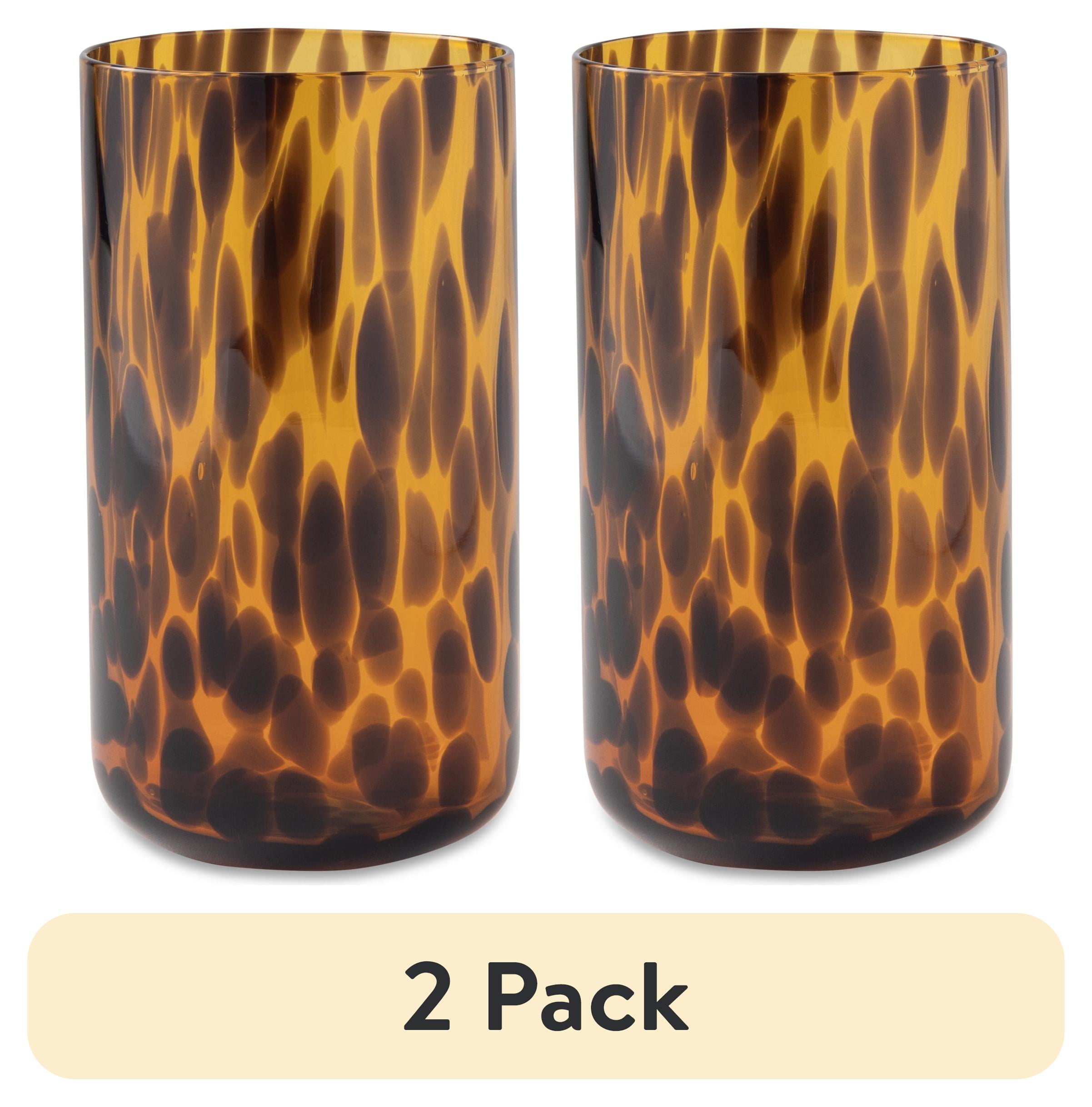(2 pack) Thyme & Table 20 fl oz Brown Tortoise Drinking Glass