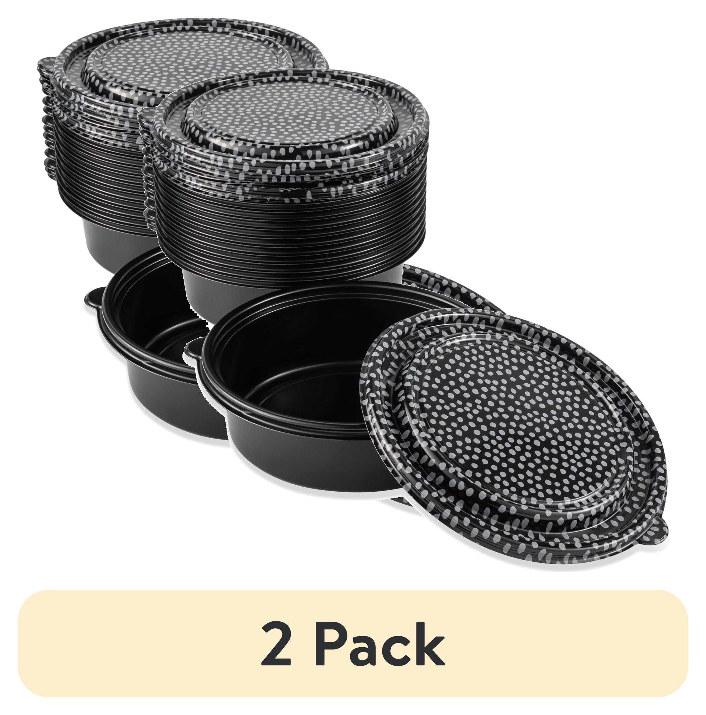 (2 pack) Thyme & Table 24-Piece Meal Prep Food Container Set, Black