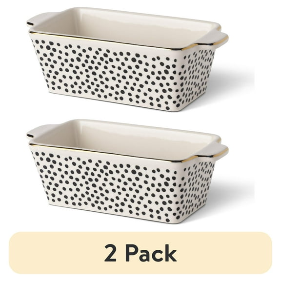 (2 pack) Thyme & Table 3.5" Mini Loaf Pan Ceramic - Dot