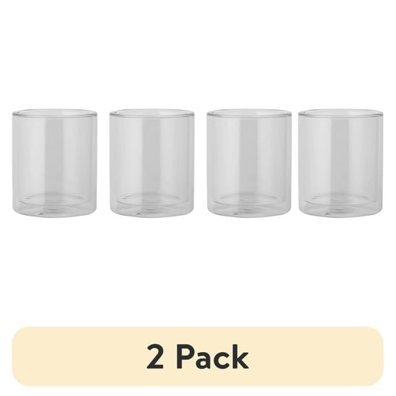 (2 pack) Thyme & Table 4-Pack 13oz Double Wall Drinking Glass Set, Clear