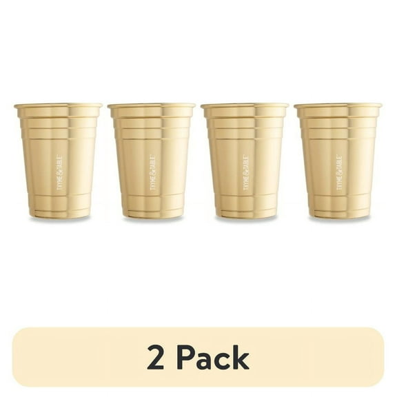(2 pack) Thyme & Table 17 fl oz Gold Party Cups, Set of 4
