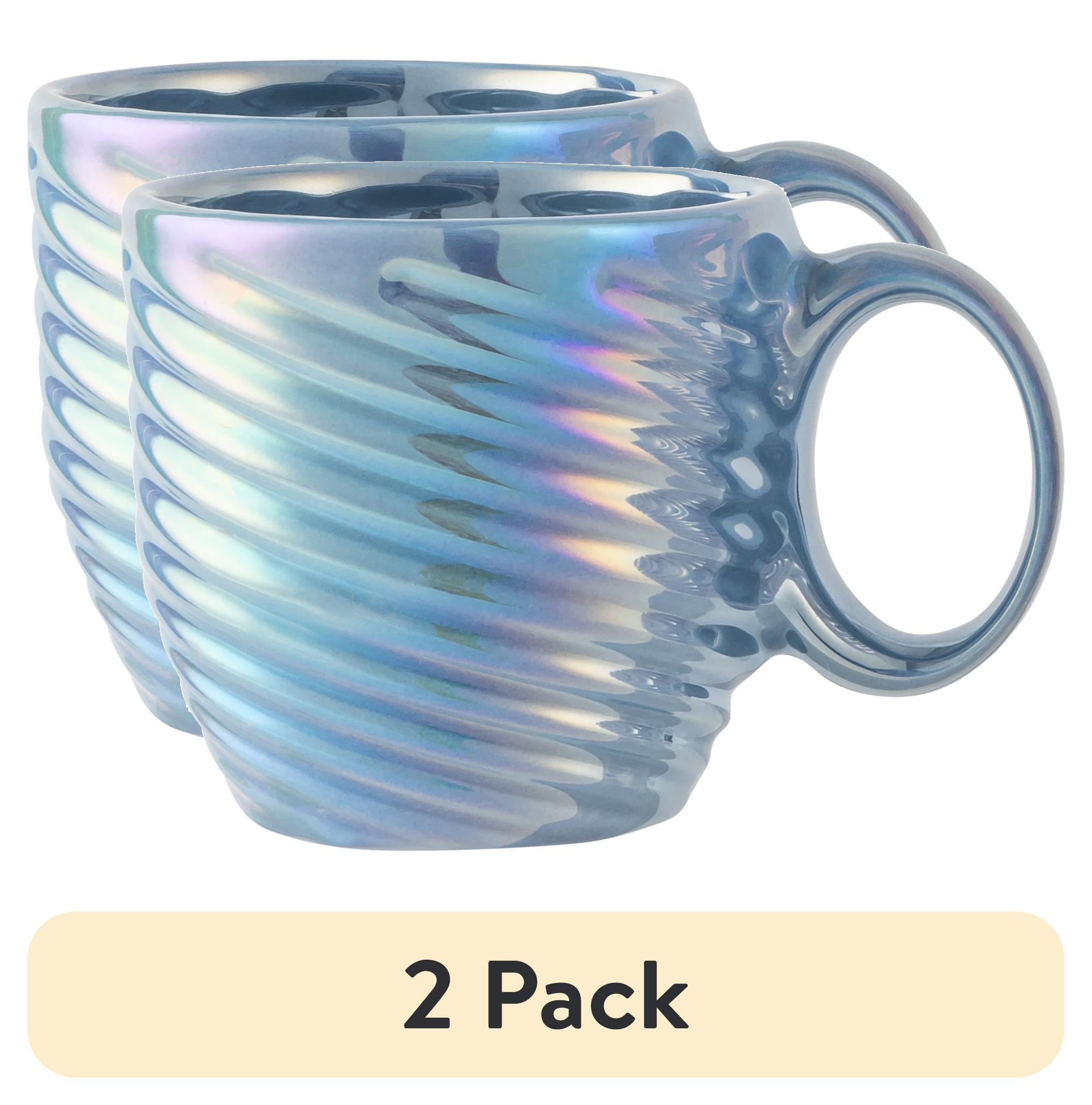 (2 pack) Thyme & Table Blue Pearl Swirl Mug 17.6 fl oz, Stoneware