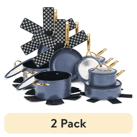 Thyme & Table 12-Piece Non-Stick Cookware Set, Signature Collection Pots and Pans Set - Blue
