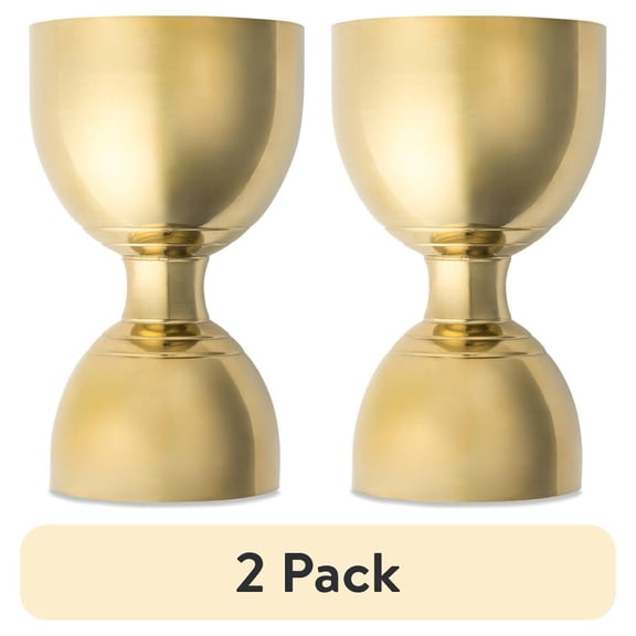 (2 pack) Thyme & Table 1 fl oz & 2 fl oz Gold Stainless Steel Double-Sided Jigger