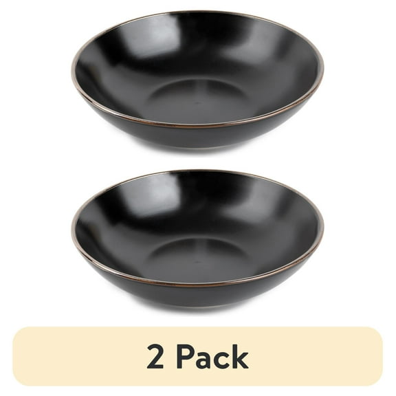 (2 pack) Thyme & Table Stoneware Bowl, Black Onyx Collection