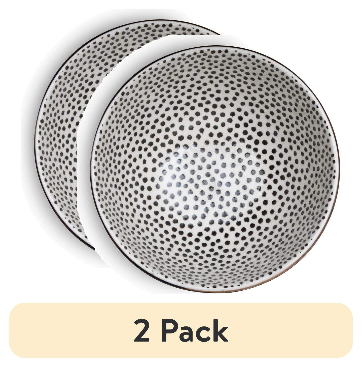 (2 pack) Thyme & Table Dot Ceramic Bowl Black and White