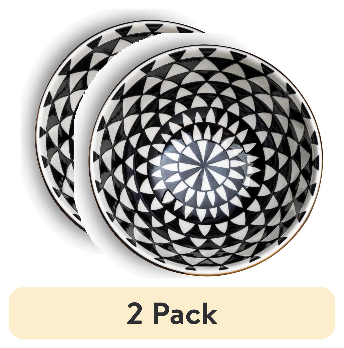 (2 pack) Thyme & Table Medallion Ceramic Bowl Black and White