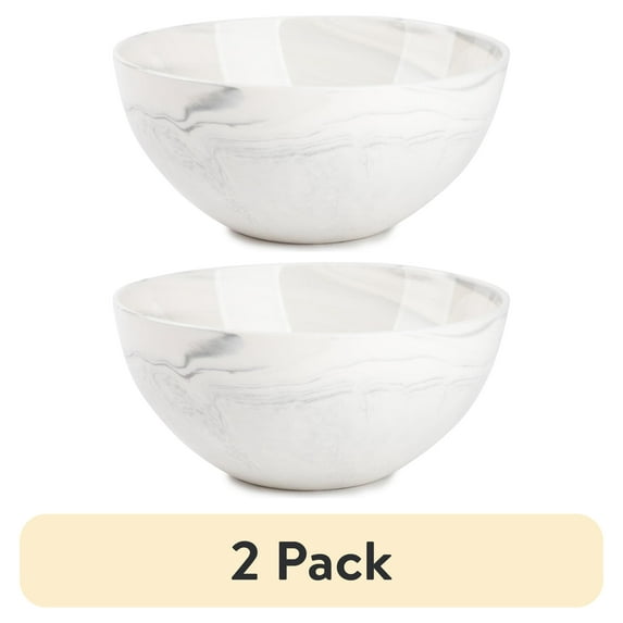 (2 pack) Thyme & Table Grey Marble Ceramic Bowl