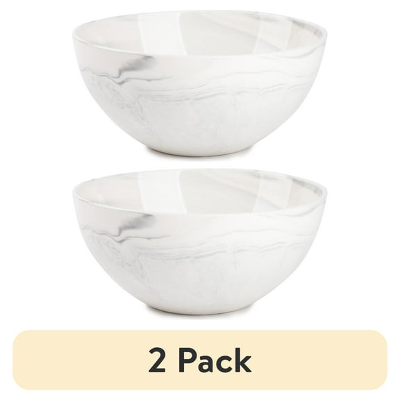 (2 pack) Thyme & Table Grey Marble Ceramic Bowl