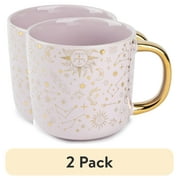 (2 pack) Thyme & Table 16 fl oz Gold Stars Ceramic Coffee Mug