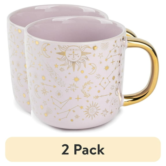 (2 pack) Thyme & Table 16 fl oz Gold Stars Ceramic Coffee Mug